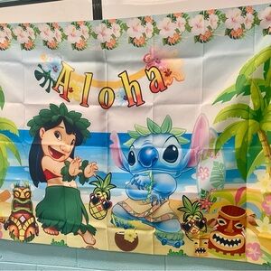 Aloha Themed Lilo and Stitch Tapestry with Cartoon Characters